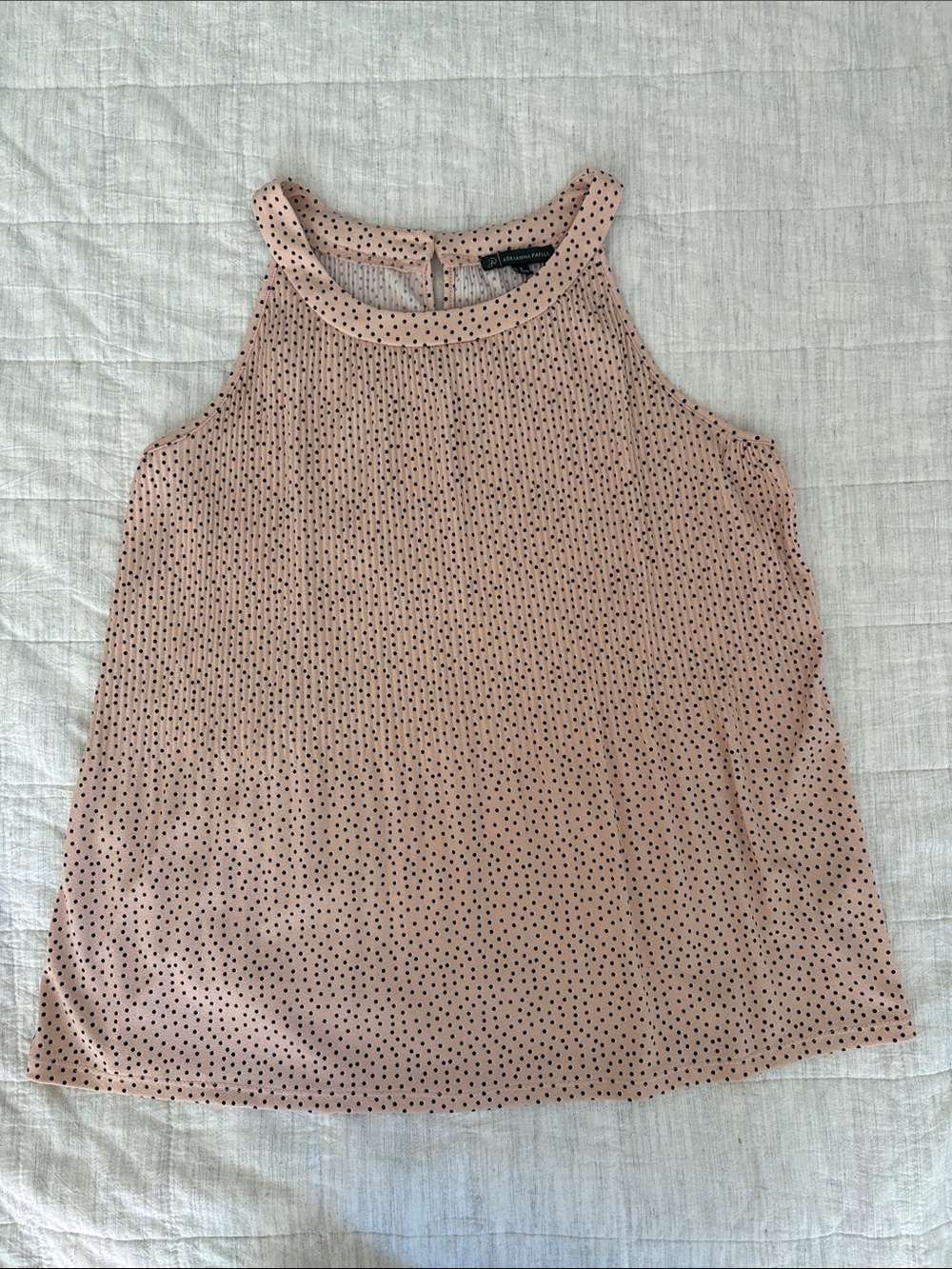 Sleeveless Pleated Pink Polka Dot Halter Top